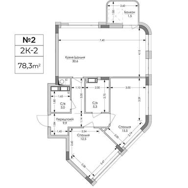 2-комнатная квартира по адресу (площадь 78,3 м²) - Atlanta.ua - фото 10