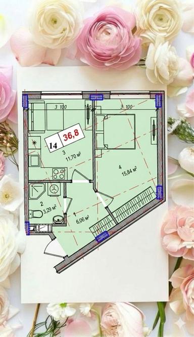 1-кімнатна квартира за адресою (площа 36,8 м²) - Atlanta.ua - фото 6