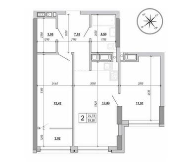 2-rooms apartment apartment by the address st. Velichkovskogo (area 59,4 m²) - Atlanta.ua - photo 17