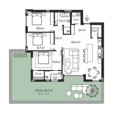 3-комнатная квартира по адресу ул. Антонова (площадь 142,8 м²) - Atlanta.ua - фото 30