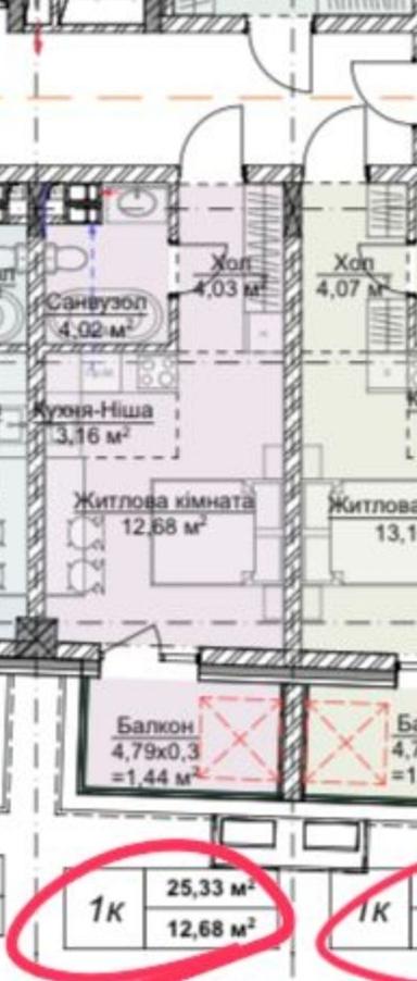 1-кімнатна квартира за адресою Петефі Шандора пл. (площа 25,3 м²) - Atlanta.ua - фото 4