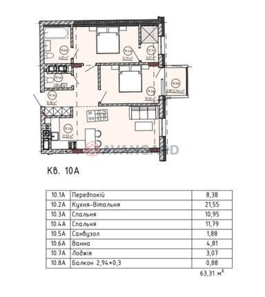 2-комнатная квартира по адресу ул. Орлика Пилипа (площадь 63 м²) - Atlanta.ua - фото 31