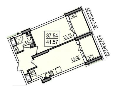 1-комнатная квартира по адресу (площадь 41,6 м²) - Atlanta.ua - фото 20