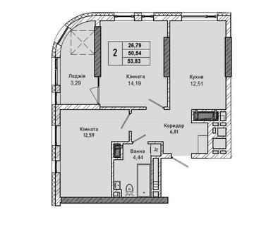 2-кімнатна квартира за адресою (площа 54 м²) - Atlanta.ua - фото 15