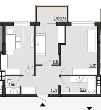 2-кімнатна квартира за адресою (площа 55 м²) - Atlanta.ua - фото 20