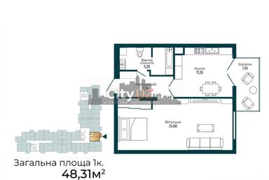 1-комнатная квартира по адресу ул. Ужгородская (площадь 48,3 м²) - Atlanta.ua - фото 20
