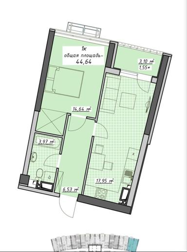 1-кімнатна квартира за адресою Куликове поле пл. (площа 45 м²) - Atlanta.ua - фото 14