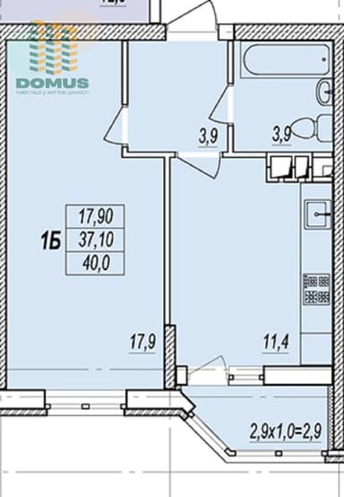1-комнатная квартира по адресу (площадь 41,4 м²) - Atlanta.ua - imageAlt 11