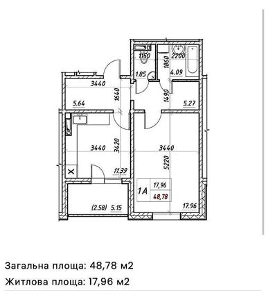 1-комнатная квартира по адресу (площадь 48,6 м²) - Atlanta.ua - фото 37
