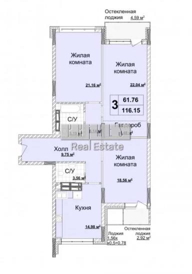 3-комнатная квартира по адресу бульвар Дружбы Народов (площадь 116 м²) - Atlanta.ua - фото 17