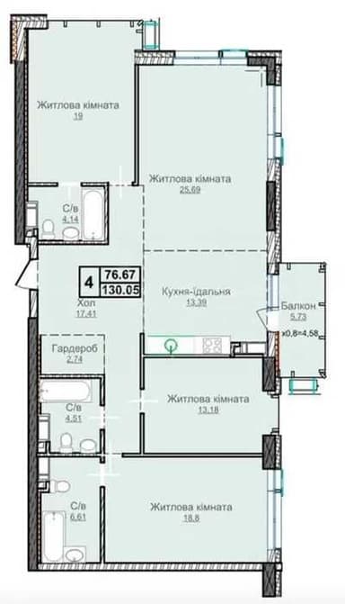 3-комнатная квартира по адресу бульвар Дружбы Народов (площадь 128 м²) - Atlanta.ua - imageAlt 6