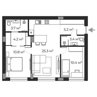 2-rooms apartment apartment by the address st. Petefi Shandora pl (area 61,2 m²) - Atlanta.ua - photo 34