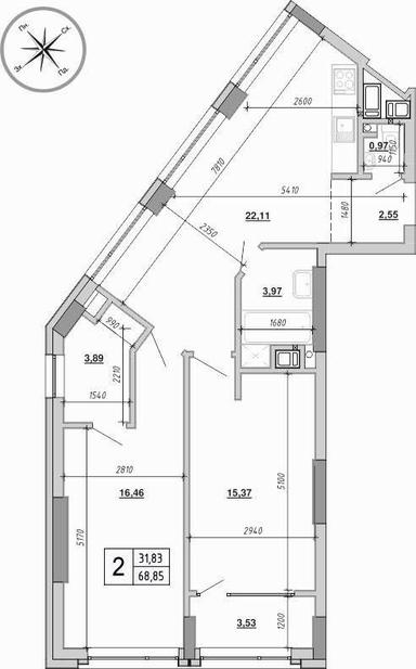 2-rooms apartment apartment by the address st. Velichkovskogo (area 69 m²) - Atlanta.ua - photo 20