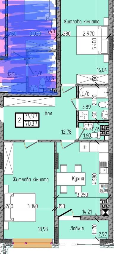 2-комнатная квартира по адресу ул. Капеланська (площадь 70,4 м²) - Atlanta.ua - фото 15
