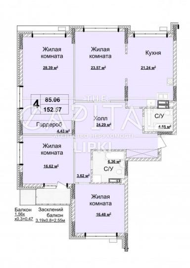 Багатокімнатна квартира за адресою бульвар Дружби Народів (площа 151 м²) - Atlanta.ua - фото 7