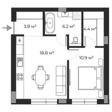 1-room apartment apartment by the address st. Ul Antonova (area 44,3 m²) - Atlanta.ua - photo 16