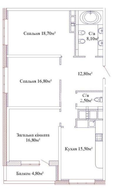 3-rooms apartment apartment by the address st. Sportivnaya (area 96,6 m²) - Atlanta.ua - photo 30