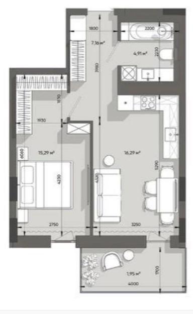 1-кімнатна квартира за адресою вул. Ленона (площа 45,6 м²) - Atlanta.ua - фото 9