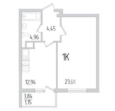 1-room apartment apartment by the address st. Protsenko (area 43,5 m²) - Atlanta.ua - photo 12