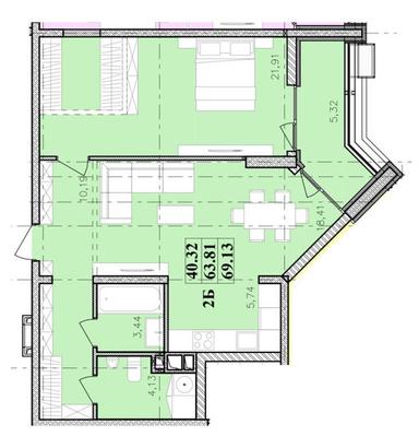 2-rooms apartment apartment by the address st. Kitoboynaya (area 70 m²) - Atlanta.ua - photo 16