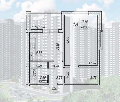 1-комнатная квартира по адресу (площадь 43 м²) - Atlanta.ua - фото 9