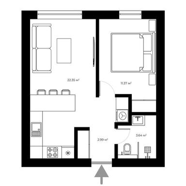 1-комнатная квартира по адресу Петефі Шандора пл. (площадь 40,4 м²) - Atlanta.ua - фото 10