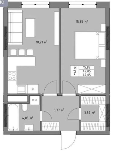 1-комнатная квартира по адресу ул. Гмыри Бориса (площадь 47 м²) - Atlanta.ua - фото 31