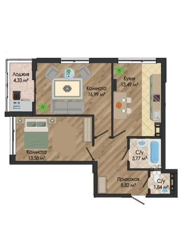 2-комнатная квартира по адресу Люстдорфская дор. (площадь 67 м²) - Atlanta.ua - фото 2