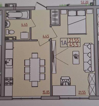 1-кімнатна квартира за адресою (площа 45,5 м²) - Atlanta.ua - фото 24