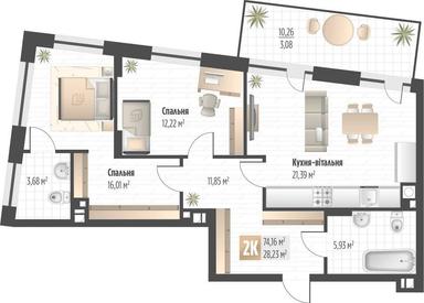 2-rooms apartment apartment by the address (area 74,2 m²) - Atlanta.ua - photo 23