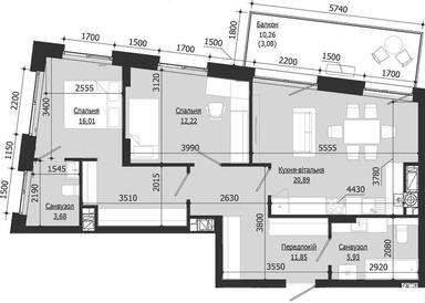 2-кімнатна квартира за адресою (площа 73,7 м²) - Atlanta.ua - фото 22