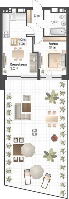 1-комнатная квартира по адресу (площадь 59,2 м²) - Atlanta.ua - фото 22