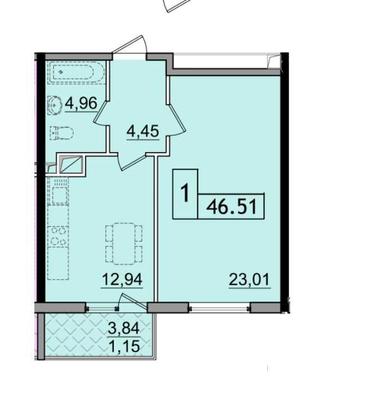 1-комнатная квартира по адресу ул. Проценко (площадь 46,4 м²) - Atlanta.ua - фото 12