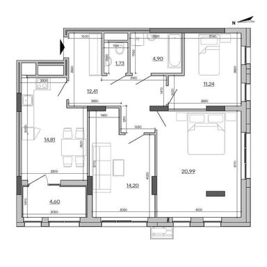 3-rooms apartment apartment by the address st. Promyshlennaya ul (area 85 m²) - Atlanta.ua - photo 36