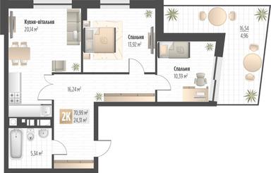 2-комнатная квартира по адресу (площадь 71,0 м²) - Atlanta.ua - фото 21