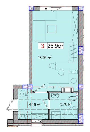1-кімнатна квартира за адресою (площа 25,9 м²) - Atlanta.ua - фото 14