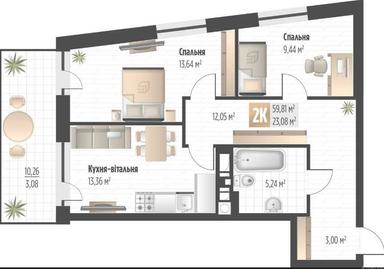 2-rooms apartment apartment by the address st. Orlika Pilipa (area 60 m²) - Atlanta.ua - photo 14