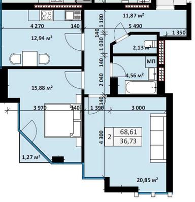 2-комнатная квартира по адресу (площадь 68,6 м²) - Atlanta.ua - фото 11