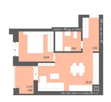 1-кімнатна квартира за адресою вул. Заболотного ак. (площа 44,0 м²) - Atlanta.ua - фото 28