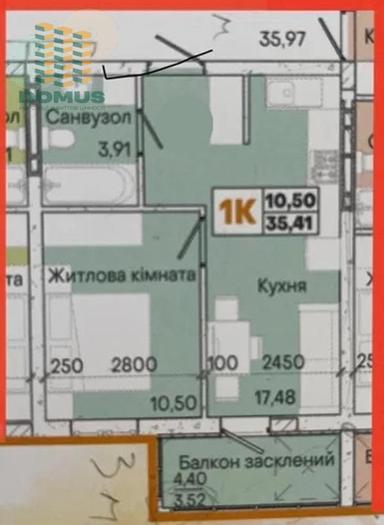 1-room apartment apartment by the address (area 35,4 m²) - Atlanta.ua - photo 16