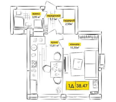 1-room apartment apartment by the address st. Kochergi Ivana (area 38 m²) - Atlanta.ua - photo 14