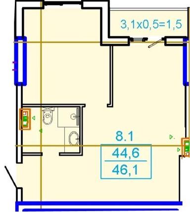 1-кімнатна квартира за адресою Куликове поле пл. (площа 46,1 м²) - Atlanta.ua - фото 14