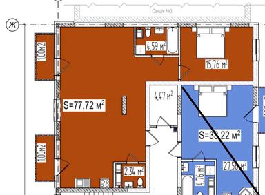 2-комнатная квартира по адресу Петефі Шандора пл. (площадь 77,7 м²) - Atlanta.ua - фото 15