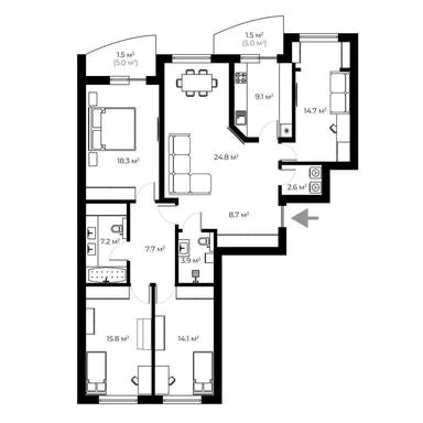 Багатокімнатна квартира за адресою (площа 129,9 м²) - Atlanta.ua - фото 44