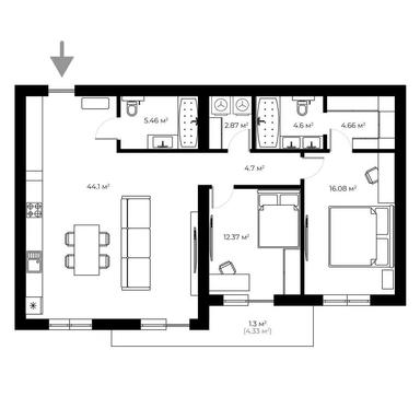 2-rooms apartment apartment by the address st. Universitetskaya (area 101,2 m²) - Atlanta.ua - photo 36