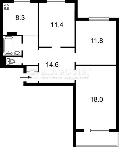 3-комнатная квартира по адресу (площадь 69 м²) - Atlanta.ua - фото 13