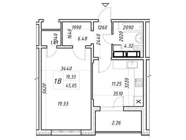 1-комнатная квартира по адресу (площадь 45,1 м²) - Atlanta.ua - фото 22