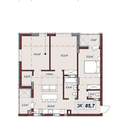 3-кімнатна квартира за адресою вул. Бузкова (площа 86,0 м²) - Atlanta.ua - фото 8