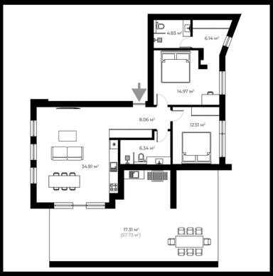 3-rooms apartment apartment by the address st. Universitetskaya (area 105,7 m²) - Atlanta.ua - photo 13