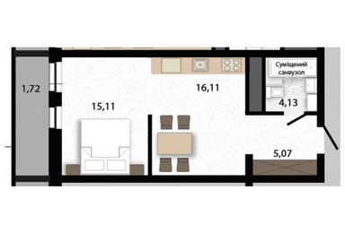 1-кімнатна квартира за адресою вул. Радість (площа 40,1 м²) - Atlanta.ua - фото 10